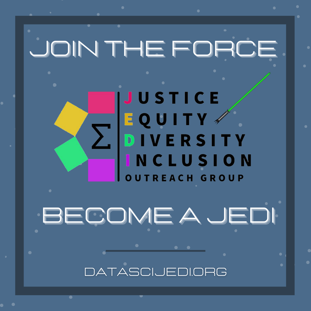 Image for sharing on social media. Text reads: Join the force, become a jedi: DataSciJedi.org